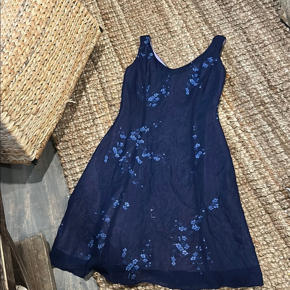 Barami Navy Lavender‎ Floral Mesh Midi Slip Dress Size 0